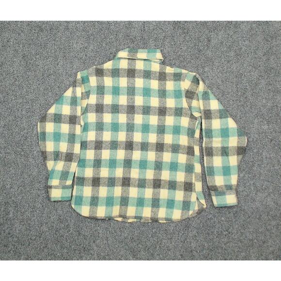 Vintage Woolrich Woman Wool Flannel Shirt Green Plaid Boxy Womens Small Shacket - Picture 4 of 8